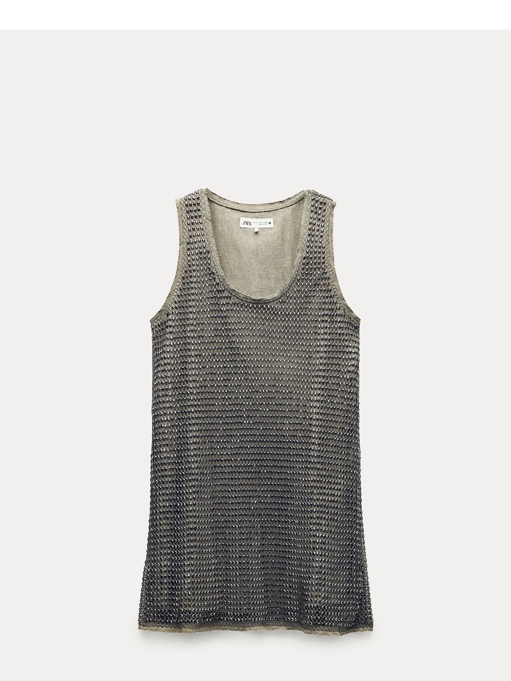 Zara Metallic Mesh Sleeveless Swim Cover-Up - Gray